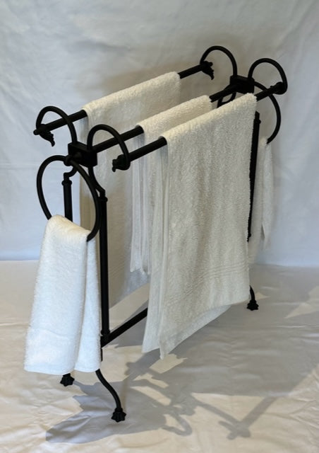FREE STANDING TOWEL STAND INCLUDING TOWEL RINGS MATT BLACK (23648)