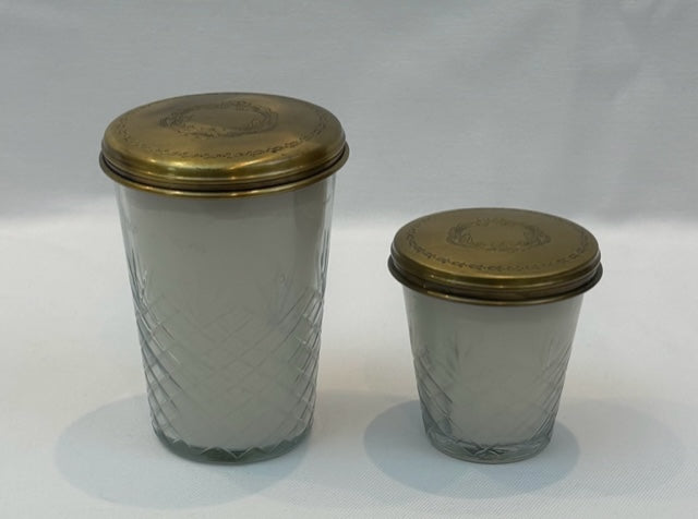 CANDLE JAR GLASS ANTIQUE BRASS SMALL (N183)