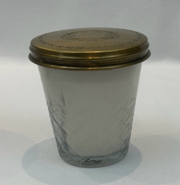CANDLE JAR GLASS ANTIQUE BRASS SMALL (N183)