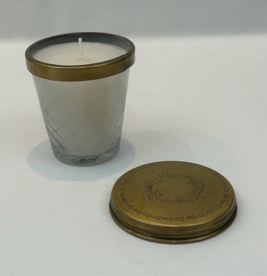 CANDLE JAR GLASS ANTIQUE BRASS SMALL (N183)