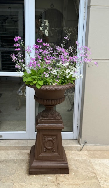 FLOWER POT WITH BASE CHOCOLATE BROWN (YA0099-1)