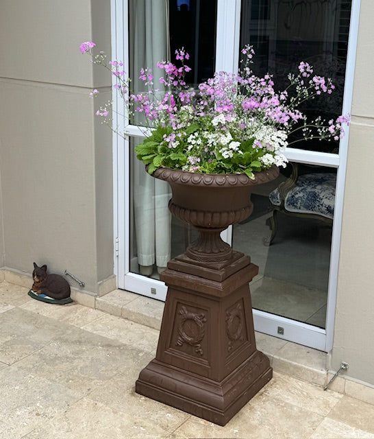 FLOWER POT WITH BASE CHOCOLATE BROWN (YA0099-1)