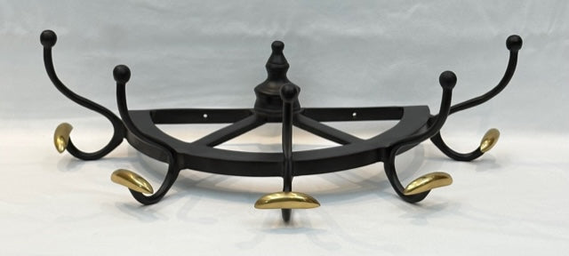HOOK MULTI WALL MATT BLACK & BRASS (73-323-65-AB)