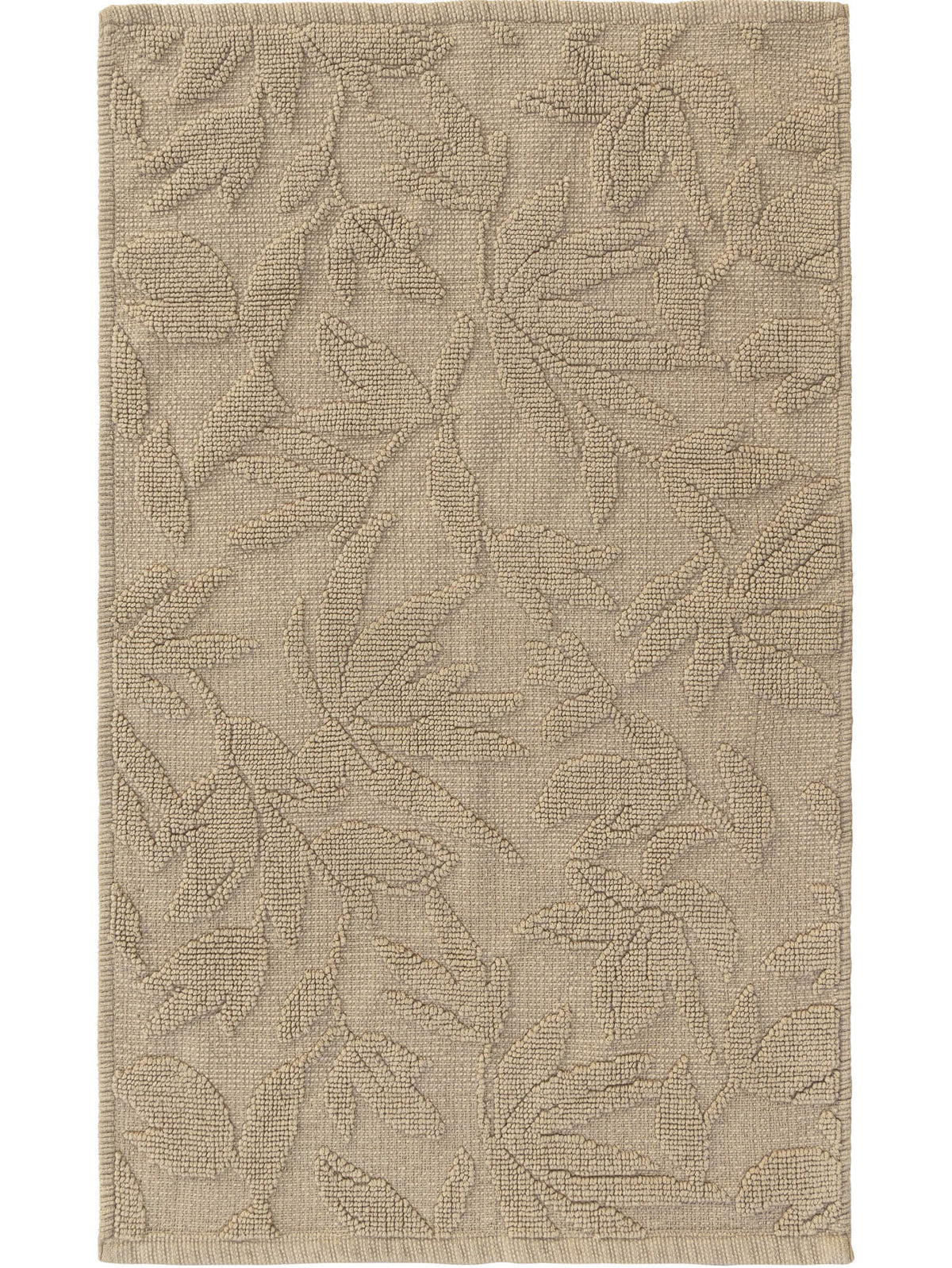 Textured beige bathmat with leaf pattern 