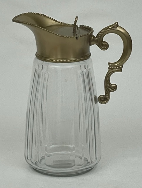 JUG GLASS BEADED BRASS WITH LID (ST-129)