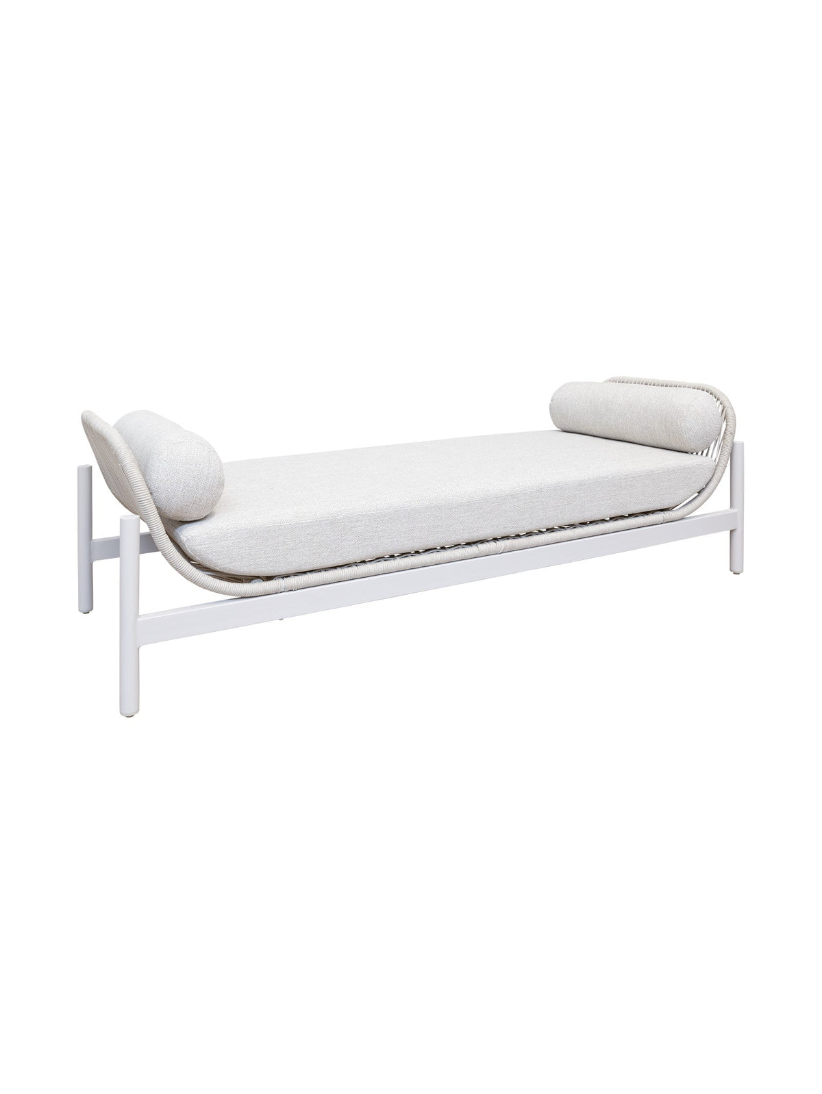 White metal daybed with cushions