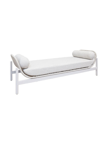 White metal daybed with cushions