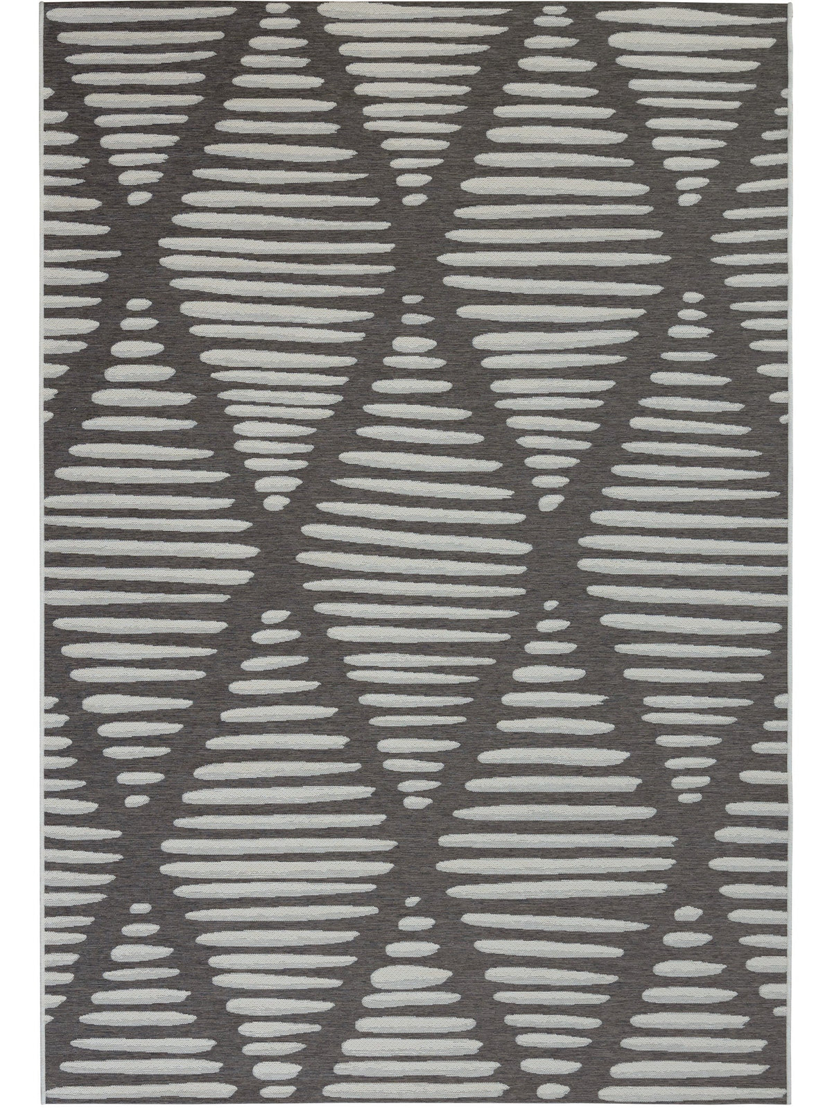 Gray and white geometric patterned rug