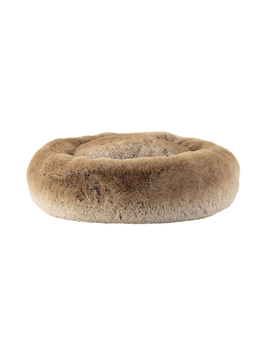 Brown faux fur pet bed