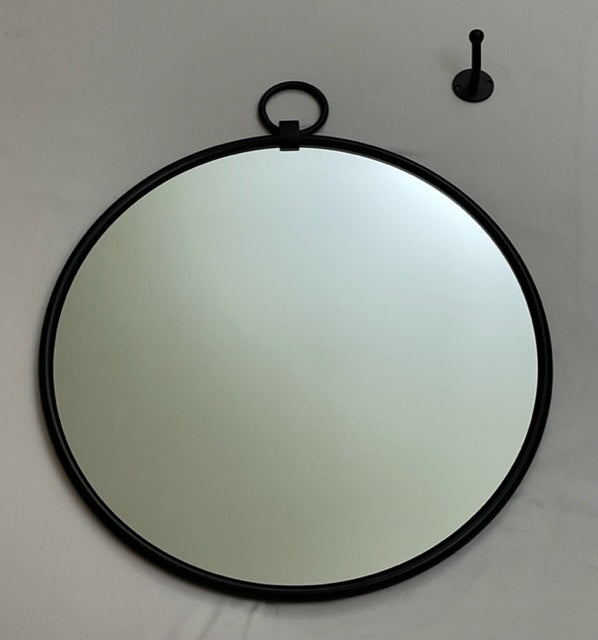 MIRROR ROUND CLASSIC W/HOOK XL M/BLACK (71-994-68-PC)