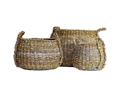 Small Dim Jhuri Seagrass Basket with Handles