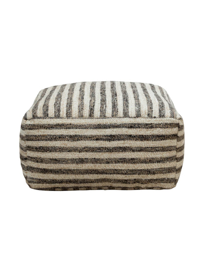 Striped ottoman with black and beige stripes 