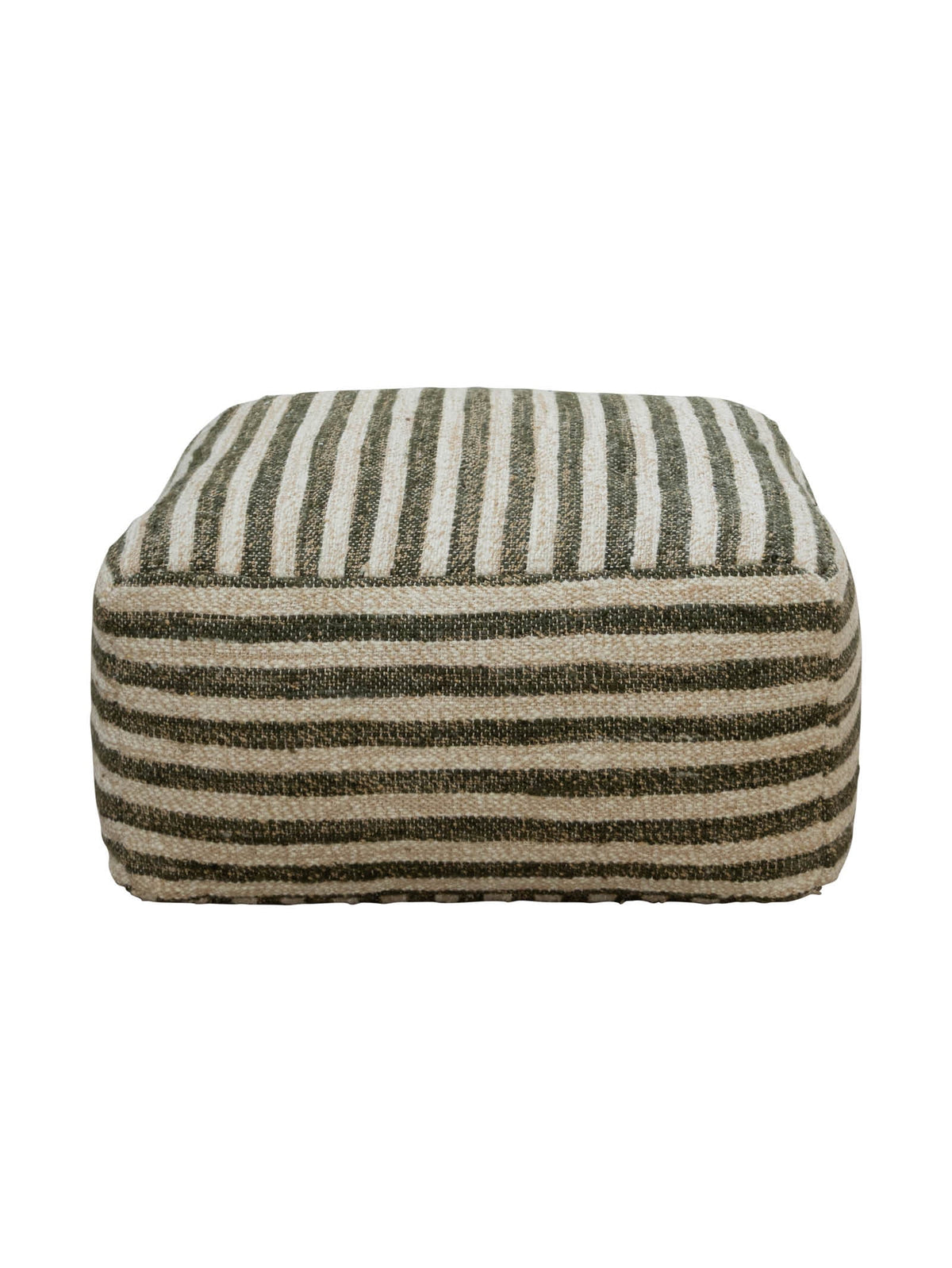 Striped ottoman with green and beige pattern 