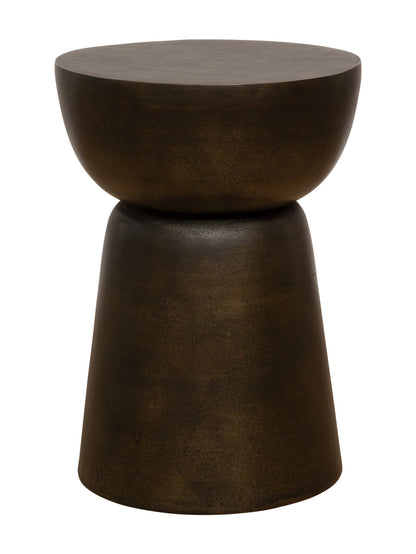 Dark brown side table with a unique design 