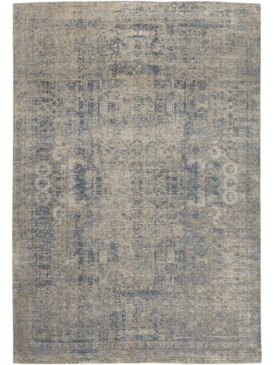 Reminisce Rug in Delft, faded Persian-style rug in blue, stone and grey