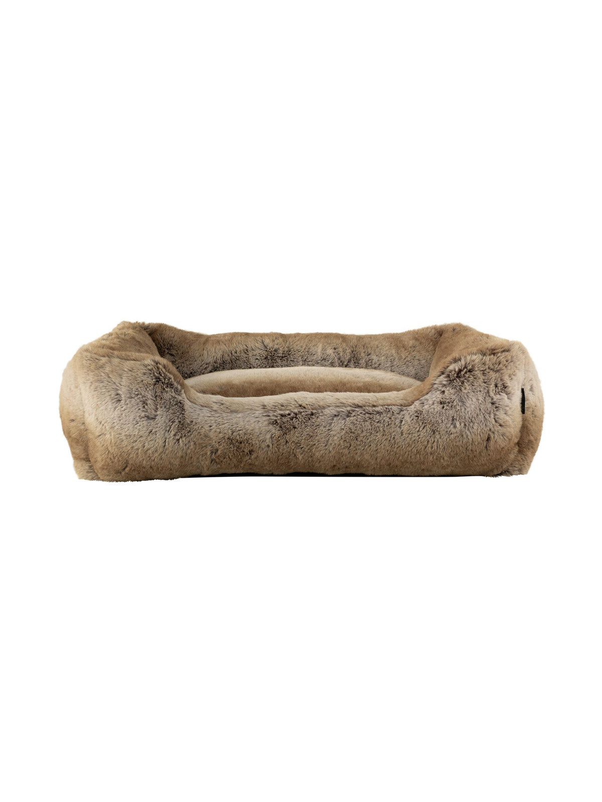 Brown faux fur pet bed