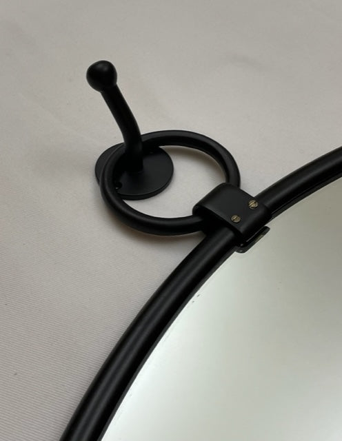 MIRROR ROUND CLASSIC W/HOOK XL M/BLACK (71-994-68-PC)