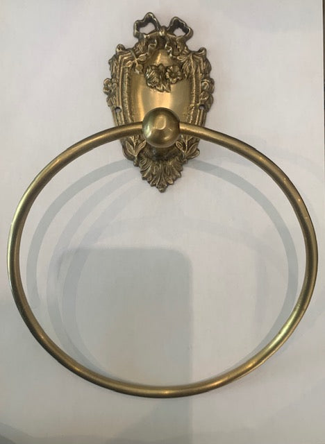 TOWEL RING ROSE ANTIQUE BRASS (ST-73)