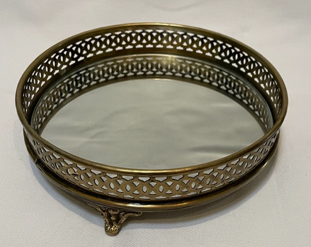TRAY VANITY ROUND BRASS W/MIRROR (739506MIR)