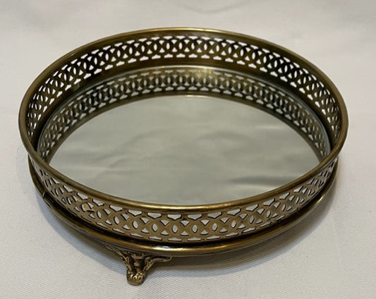 TRAY VANITY ROUND BRASS W/MIRROR (739506MIR)