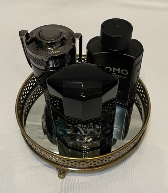 TRAY VANITY ROUND BRASS W/MIRROR (739506MIR)