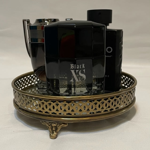 TRAY VANITY ROUND BRASS W/MIRROR (739506MIR)