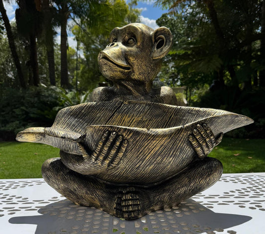 MONKEY WITH PALM LEAF BOWL (PA0018)