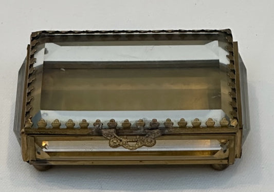 GLASS BOX CRYSTAL SQUARE ANTIQUE BRASS (HB10800AB)