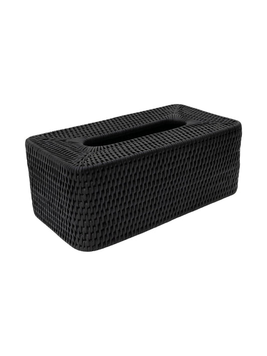 Black woven tissue box cover