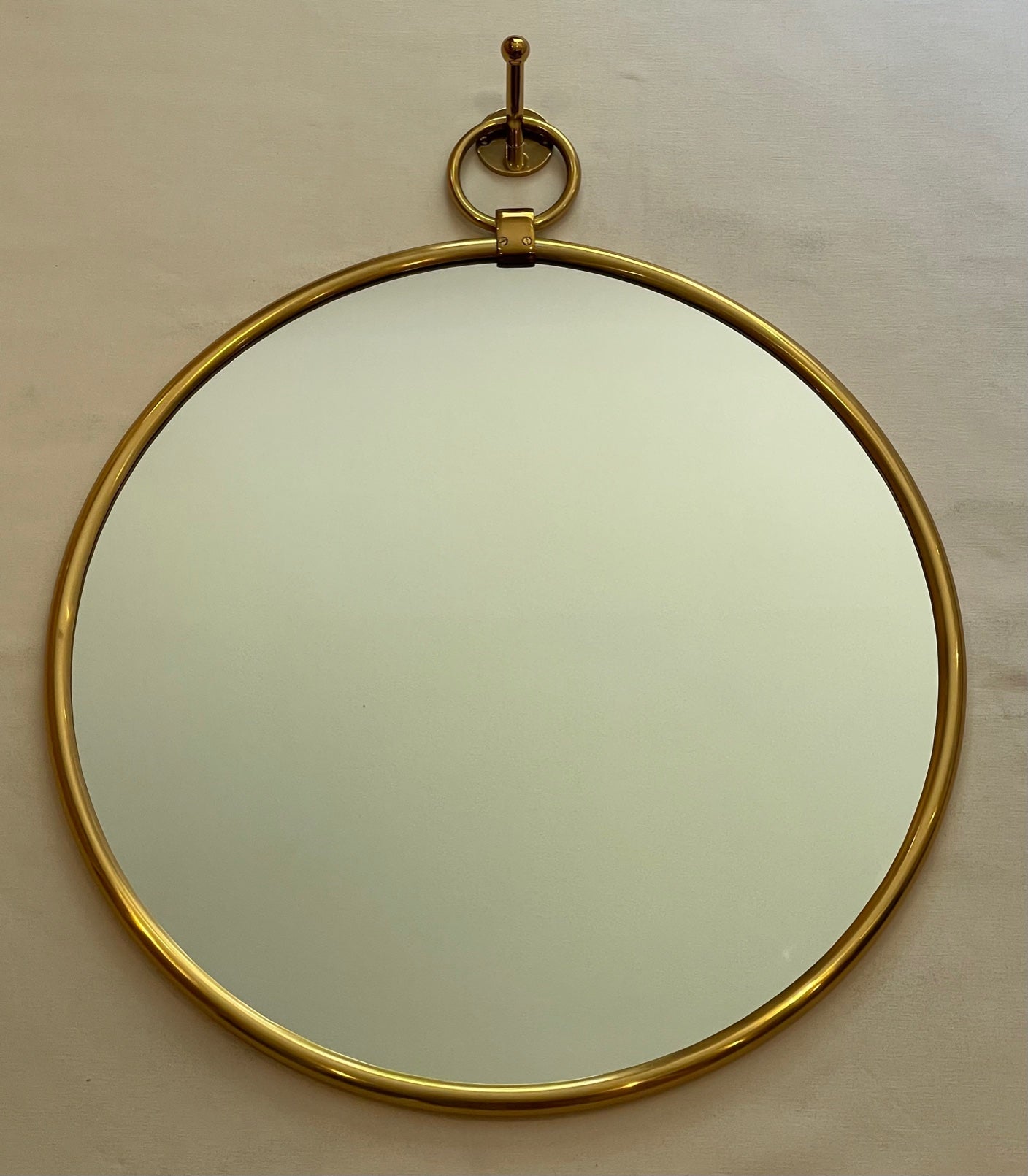 MIRROR ROUND CLASSIC W/HOOK ANTIQUE BRASS XL (71-994-68)