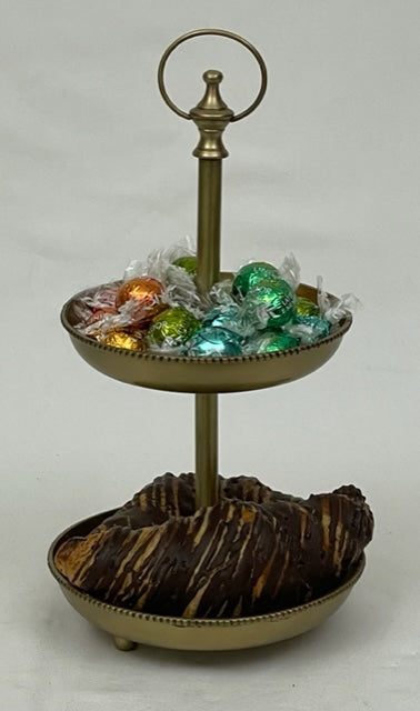 PATISSERIE 2 TIER BEADED CLASSIC ANTIQUE BRASS (ST-148/AB)