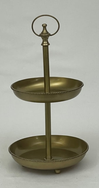 PATISSERIE 2 TIER BEADED CLASSIC ANTIQUE BRASS (ST-148/AB)
