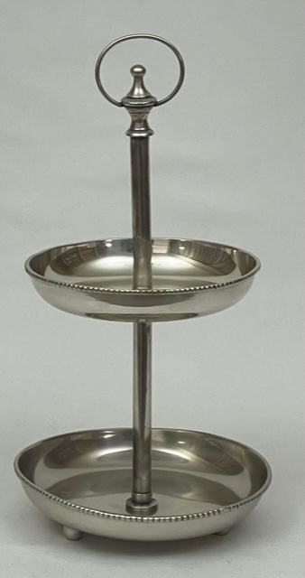PATISSERIE 2 TIER BEADED CLASSIC PEWTER (ST-148/BS)
