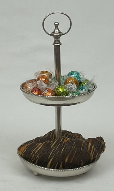 PATISSERIE 2 TIER BEADED CLASSIC PEWTER (ST-148/BS)