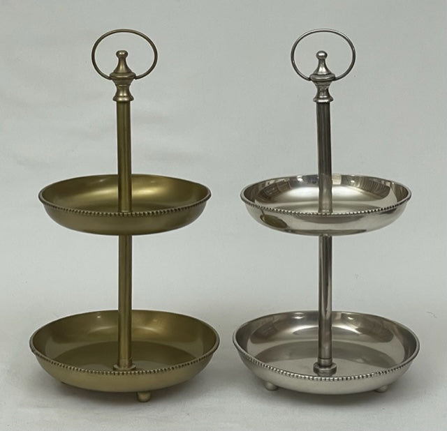 PATISSERIE 2 TIER BEADED CLASSIC PEWTER (ST-148/BS)