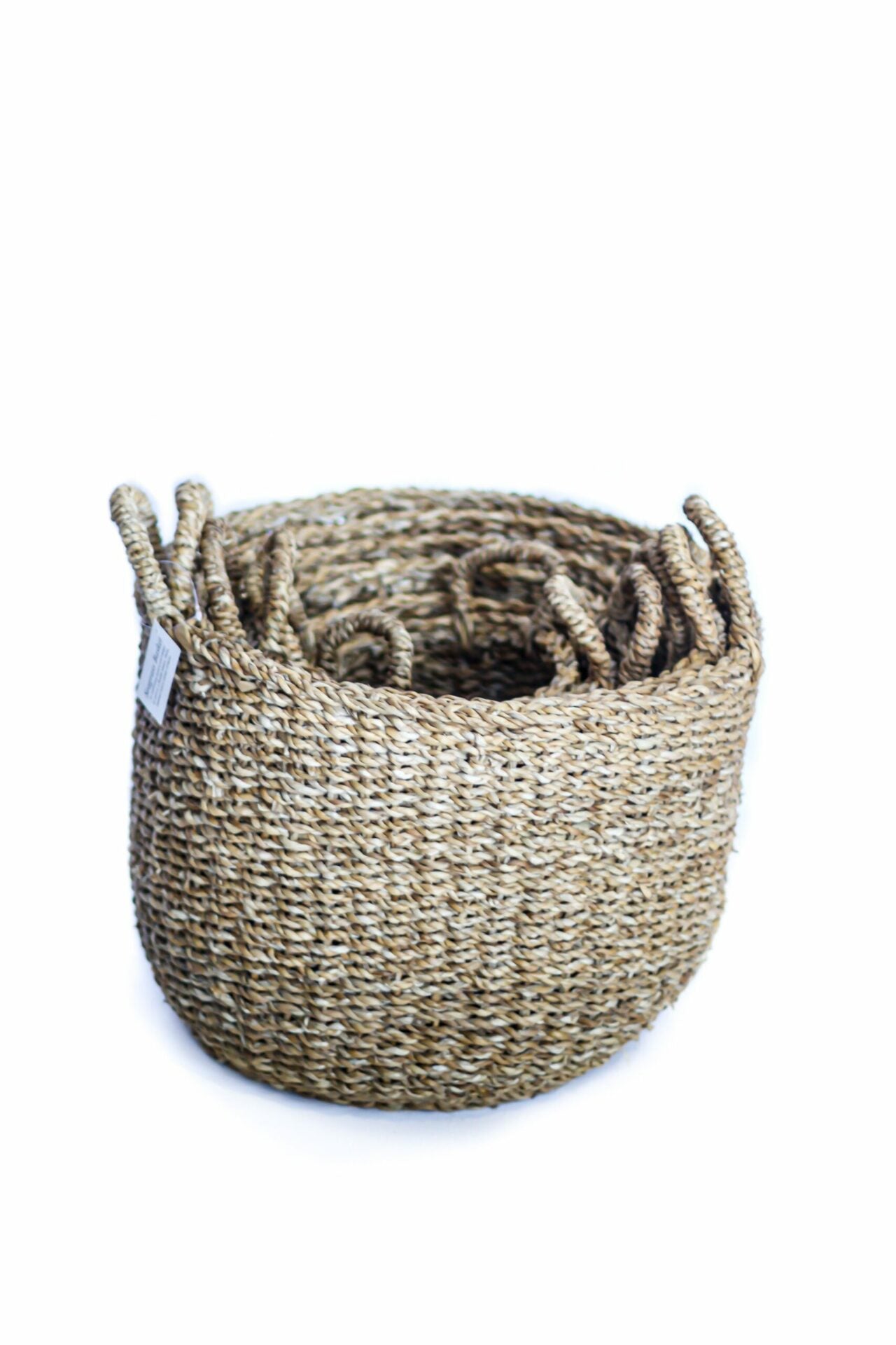 Large Seagrass Round Cylinder Basket With Top Handles