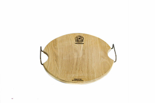 Small Round Oak Board with Metal Handles