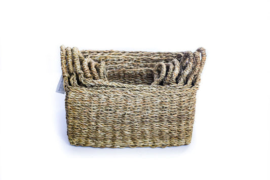 XS Seagrass Rectangular Kitchen Basket With Top Handles