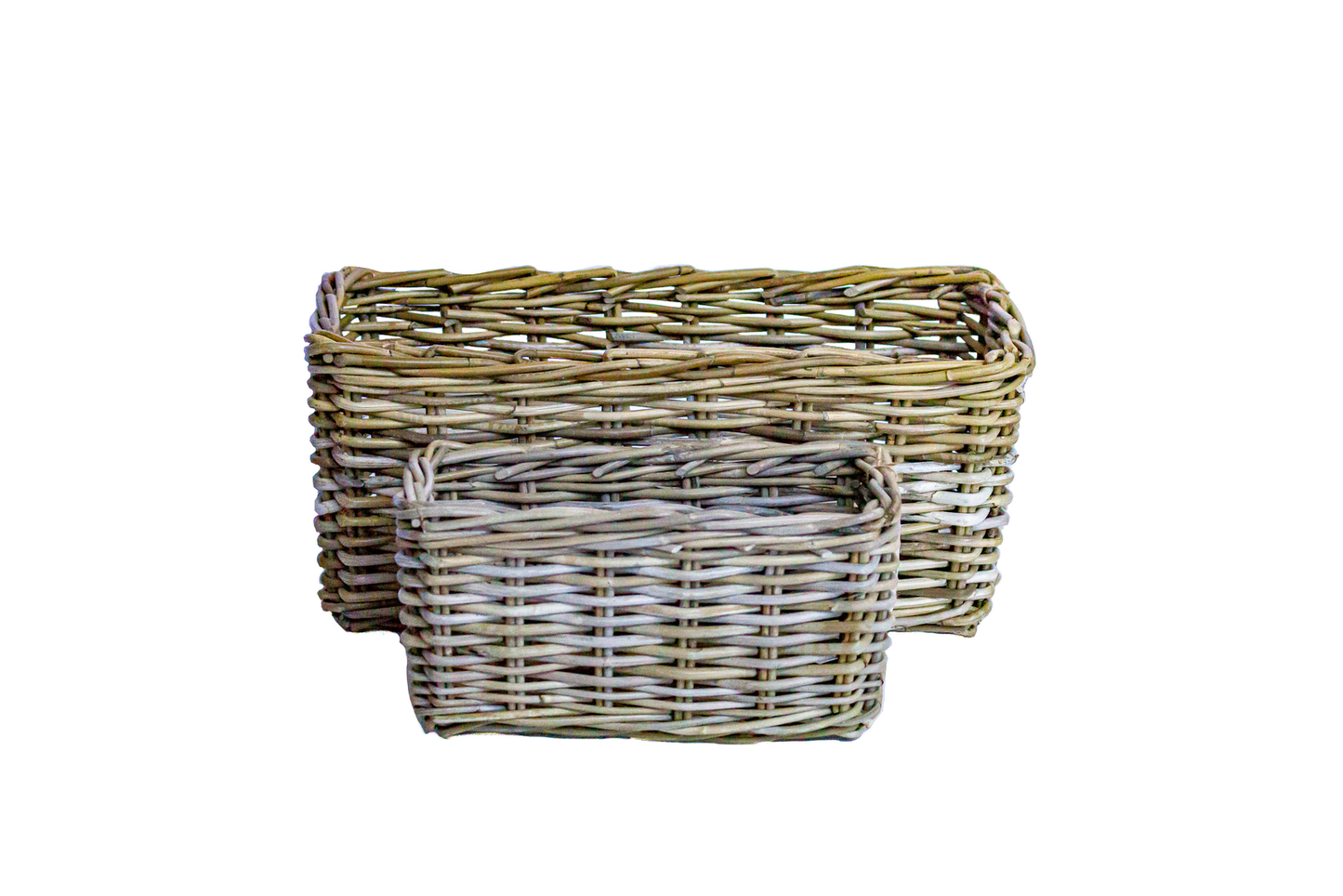 Large Rectangle Rattan Planter Basket - No Handles