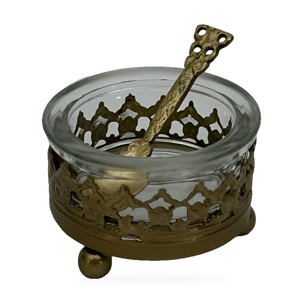 Salt Pot Queens Antique Brass