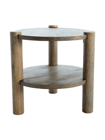 Wooden round side table with 3 legs